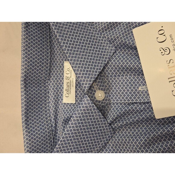 NWT Collars & Co Mens 2XL Featherweight Dress Collar Polo Shirt Navy Print - Picture 5 of 8